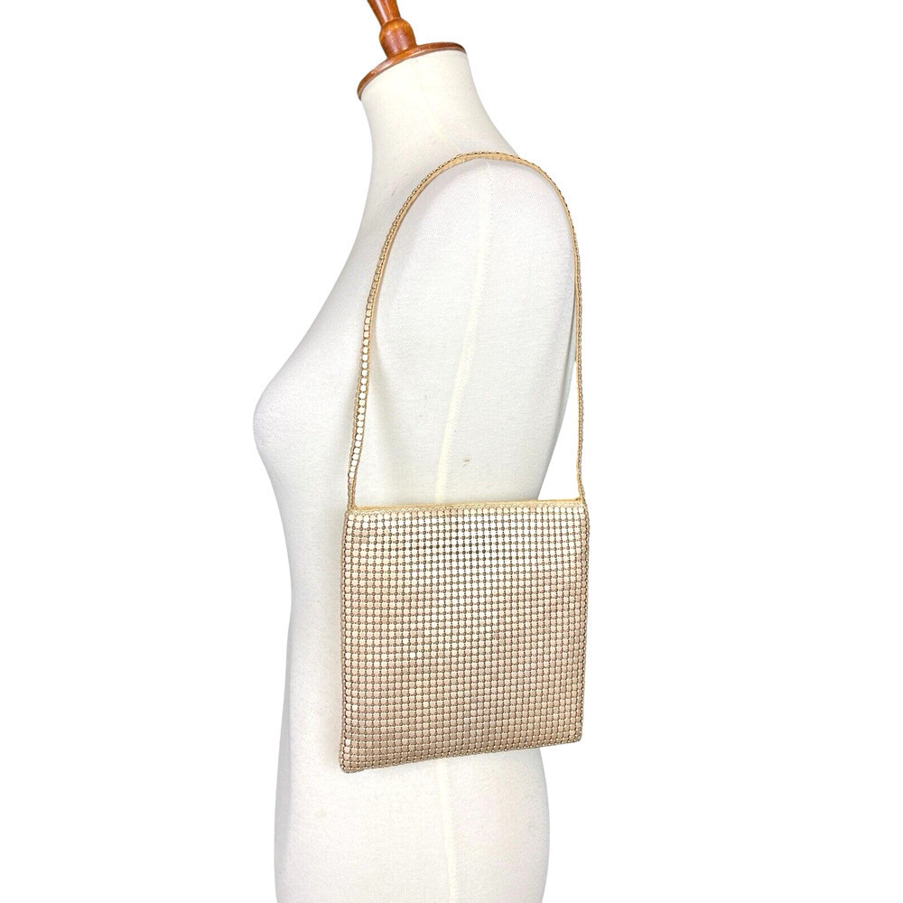 Vintage A. Brod Gold Mesh Evening Bag Snap Closure Gold Pixel Purse Party - Picture 6 of 8